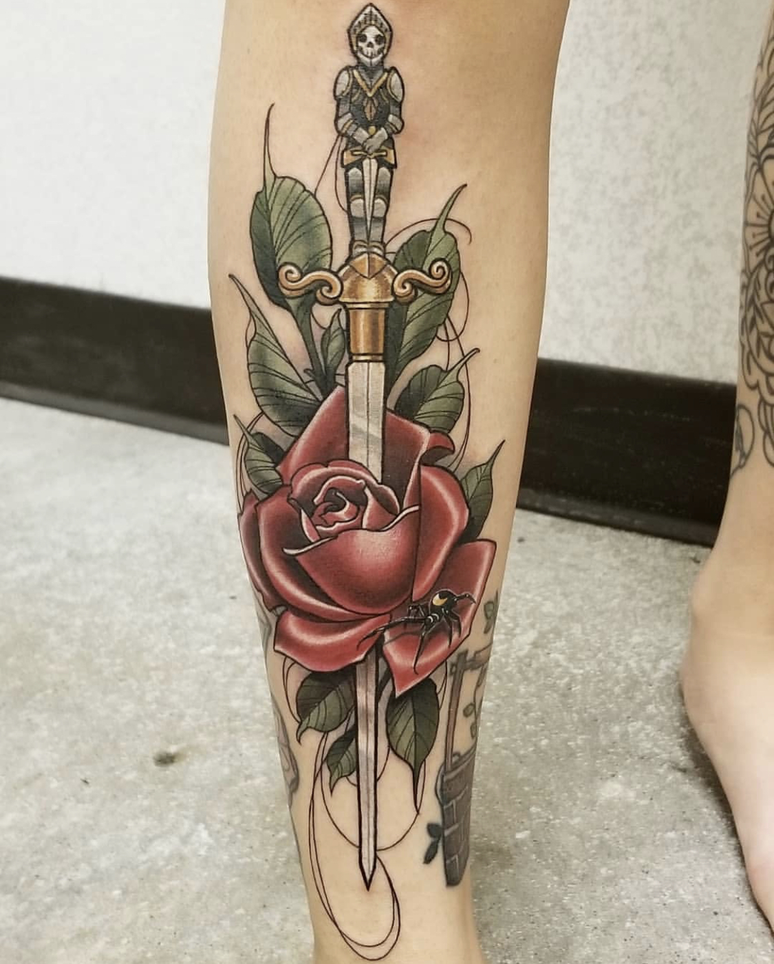dagger and rose tattoo